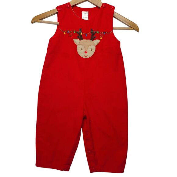 Petit Ami Reindeer Red Corduroy Boys Size 24 Mos Longall - Picture 1 of 10